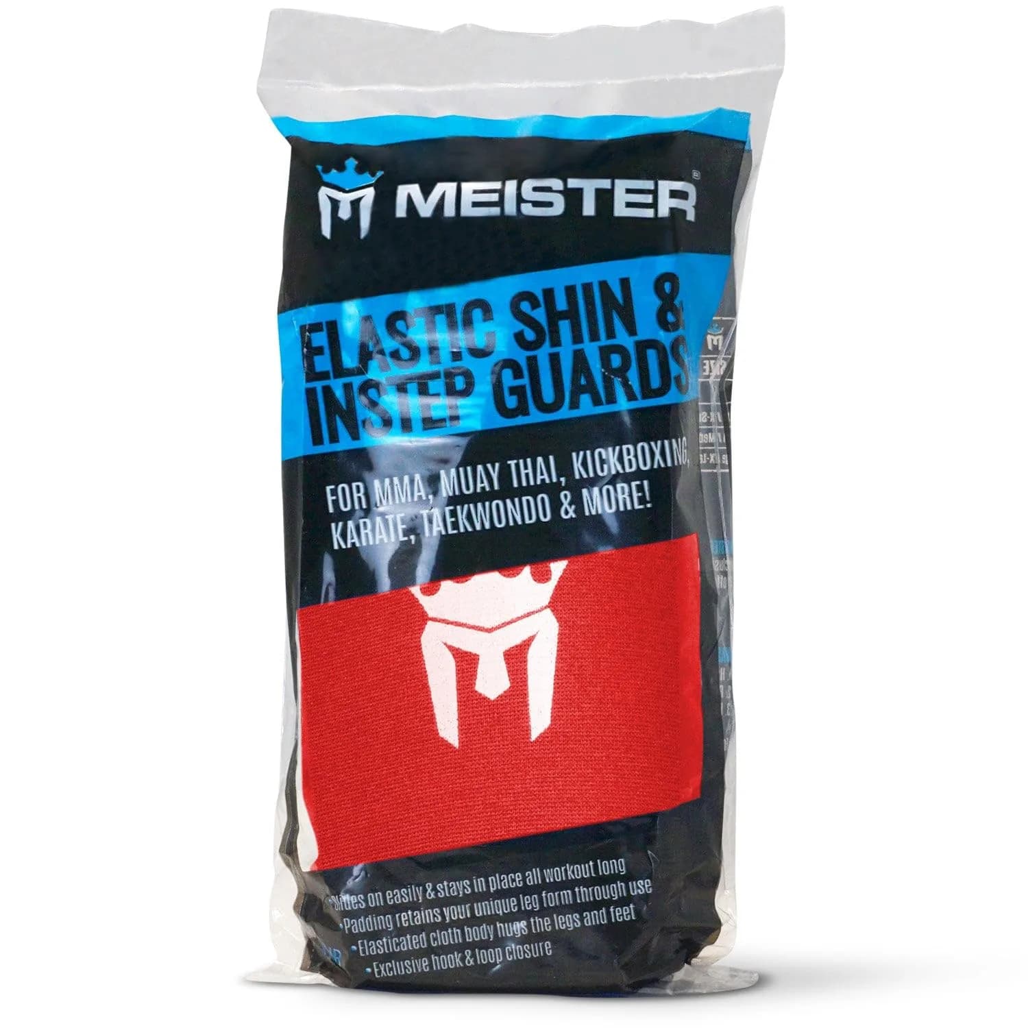 Meister MMA Elastic Cloth Shin & Instep Guards - Red - Youth/X-Small | Lightweight Combat Sports Protection - view 4