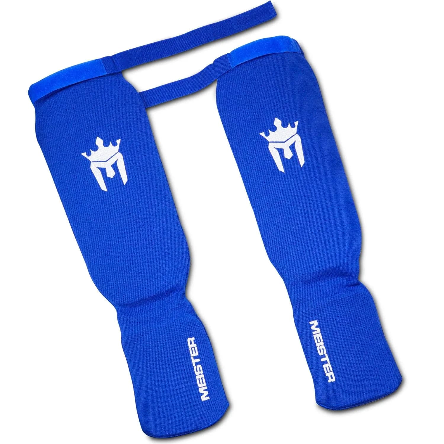 Meister MMA Elastic Cloth Shin & Instep Guards - Blue - Youth/X-Small | Lightweight Combat Sports Protection - view 3