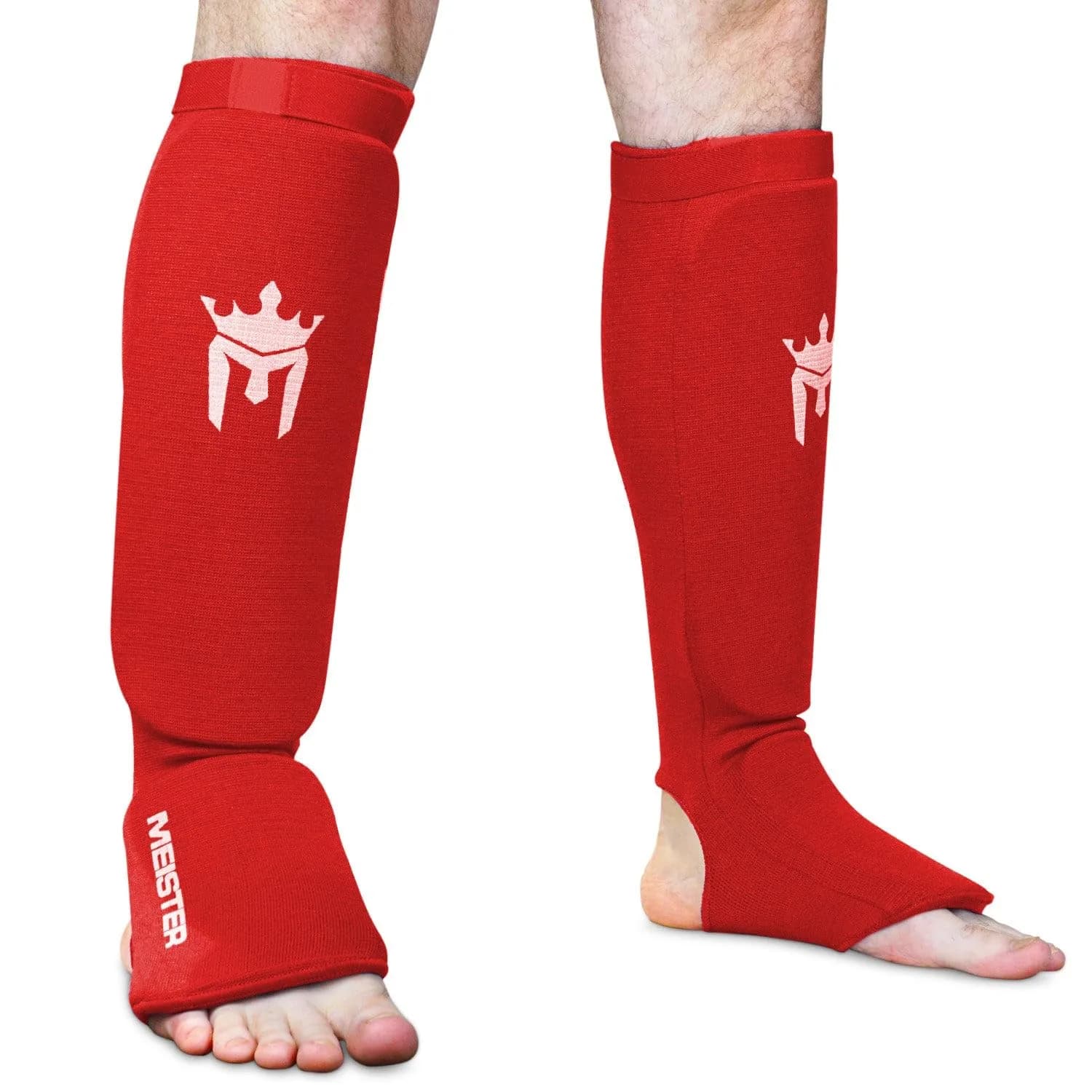 Meister MMA Elastic Cloth Shin & Instep Guards Red S/M | Lightweight Protection for Combat Sports - main product image