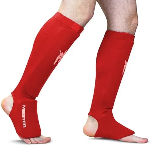 Meister MMA Elastic Cloth Shin & Instep Guards Red S/M | Lightweight Protection for Combat Sports thumbnail 2