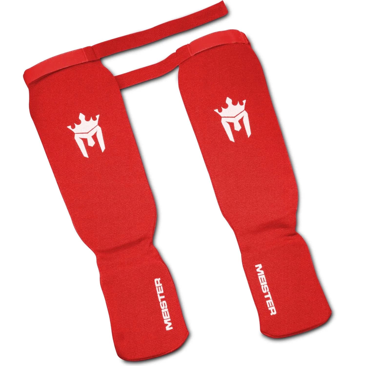 Meister MMA Elastic Cloth Shin & Instep Guards Red S/M | Lightweight Protection for Combat Sports - view 3
