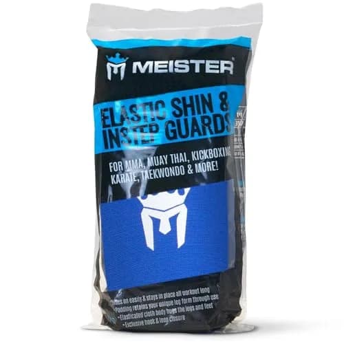 Meister MMA Elastic Cloth Shin & Instep Guards - Blue - Small/Medium | Lightweight Combat Sports Protection thumbnail 4