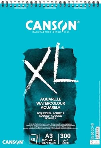 Canson XL Watercolour 300gsm A3 Paper | Acid-Free, Cold Pressed, Bright White Sheets thumbnail 1
