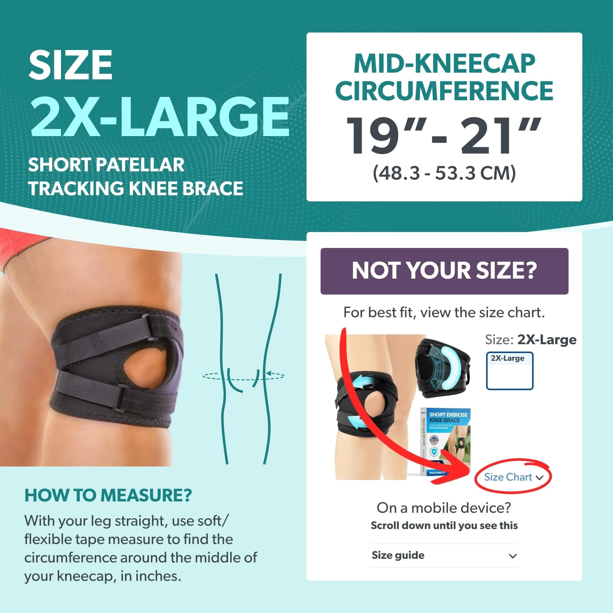 BraceAbility Plus Size Patella Tracking Knee Brace XXL | Adjustable Large Patella Stabilizer for Medial or Lateral Kneecap Tracking, Inner Knee Pain, Dislocation (2XL) - view 2
