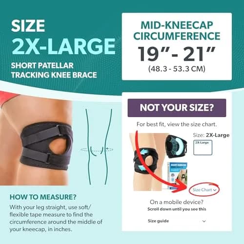 BraceAbility Plus Size Patella Tracking Knee Brace XXL | Adjustable Large Patella Stabilizer for Medial or Lateral Kneecap Tracking, Inner Knee Pain, Dislocation (2XL) thumbnail 2