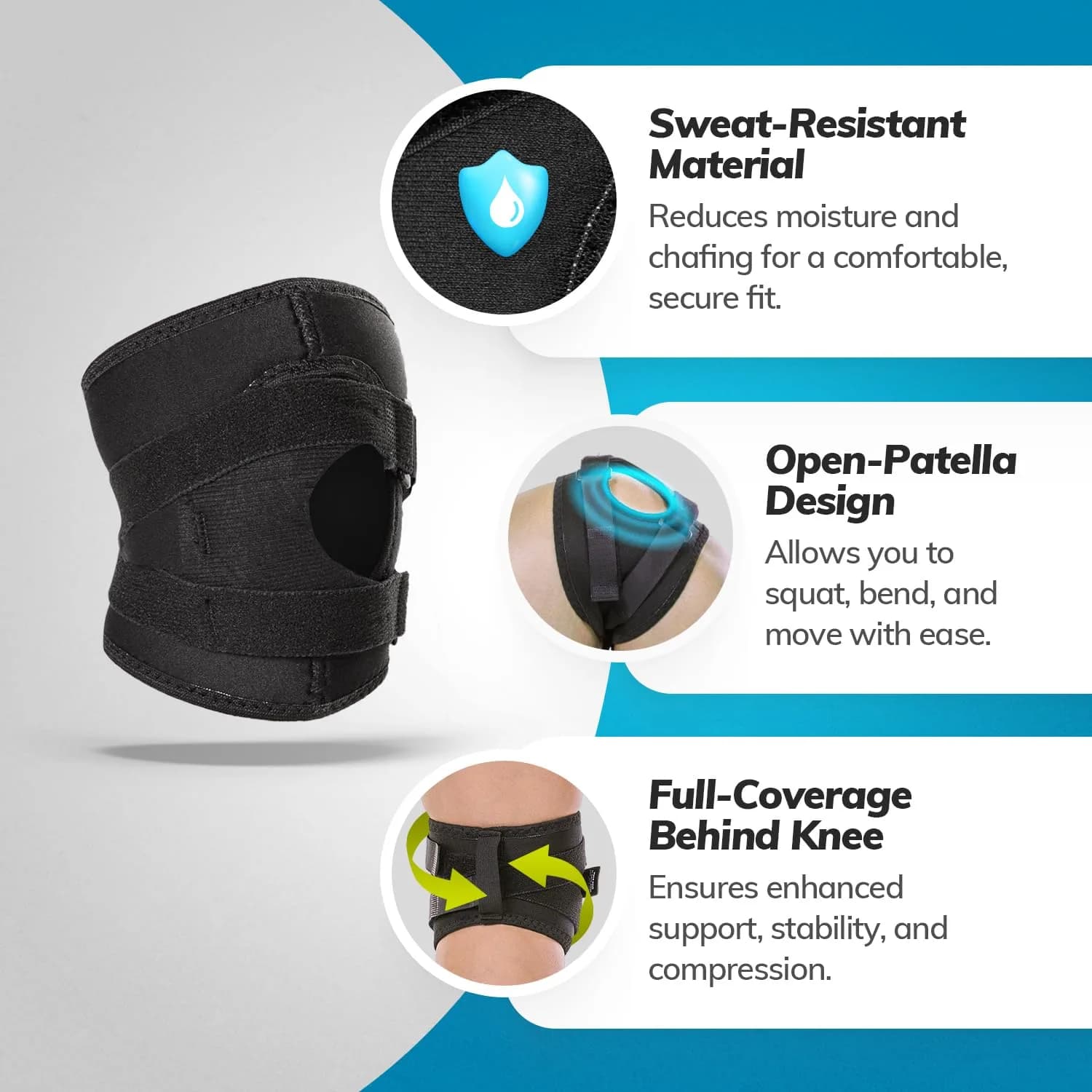 BraceAbility Plus Size Patella Tracking Knee Brace XXL | Adjustable Large Patella Stabilizer for Medial or Lateral Kneecap Tracking, Inner Knee Pain, Dislocation (2XL) - view 3
