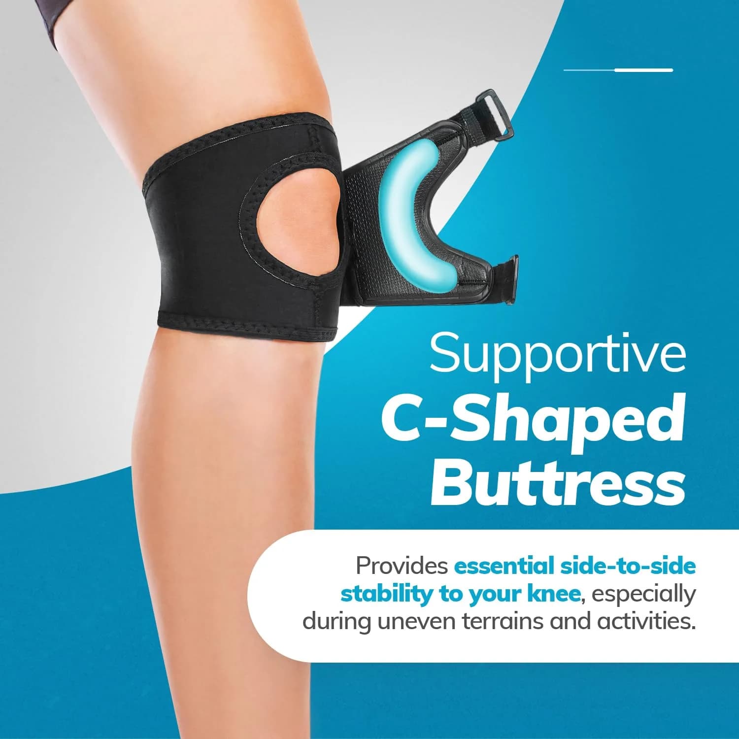 BraceAbility Plus Size Patella Tracking Knee Brace XXL | Adjustable Large Patella Stabilizer for Medial or Lateral Kneecap Tracking, Inner Knee Pain, Dislocation (2XL) - view 4