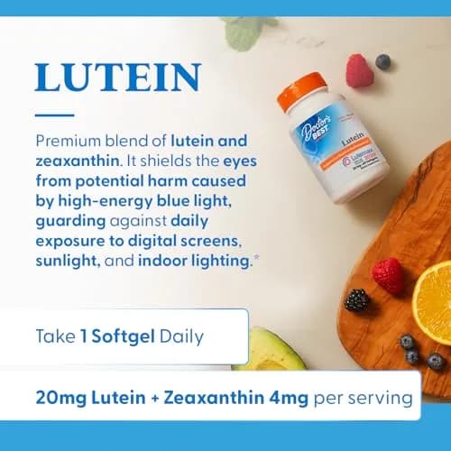 Doctor's Best Lutein Supplement 20mg with Zeaxanthin Softgels 60 Count | Eye Health Vitamins for Vision Support thumbnail 4