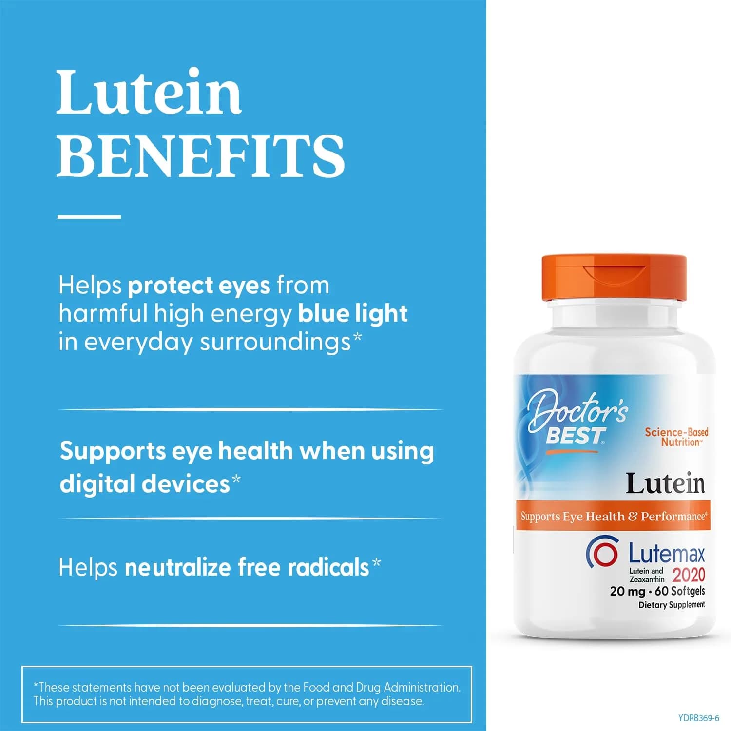 Doctor's Best Lutein Supplement 20mg with Zeaxanthin Softgels 60 Count | Eye Health Vitamins for Vision Support - view 2