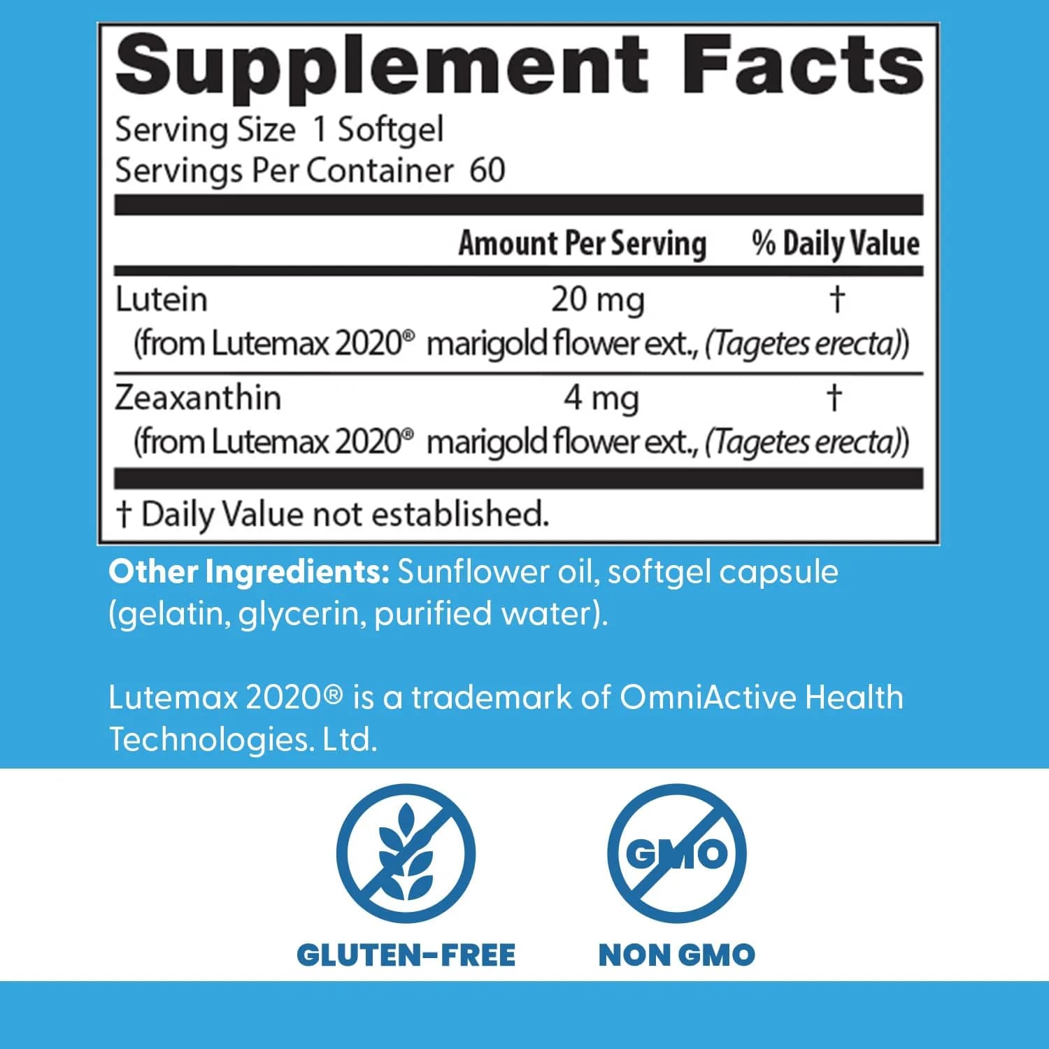 Doctor's Best Lutein Supplement 20mg with Zeaxanthin Softgels 60 Count | Eye Health Vitamins for Vision Support - view 3