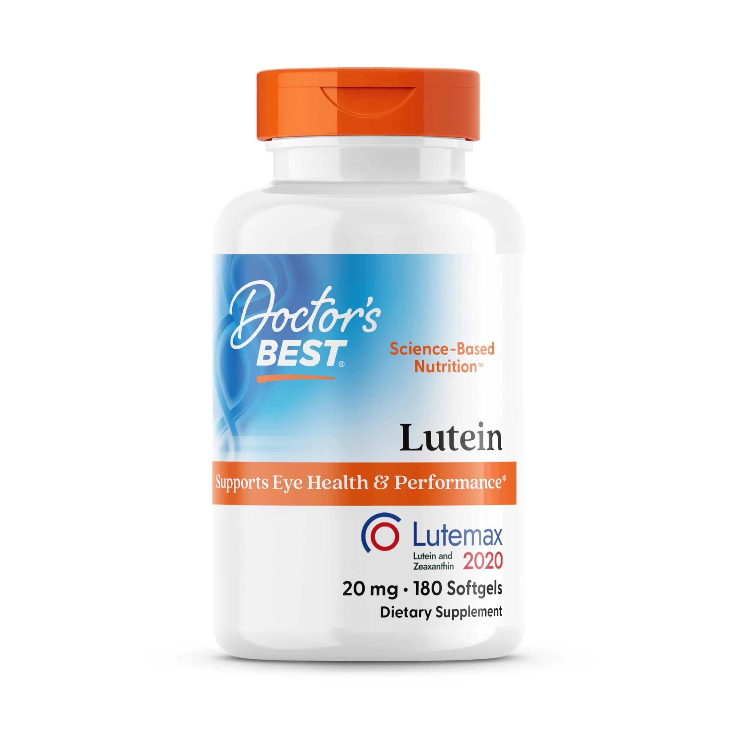 Doctor's Best Lutein Supplement 20mg with Zeaxanthin 180 Softgels | Eye Health Support with Macular Carotenoids — No Color