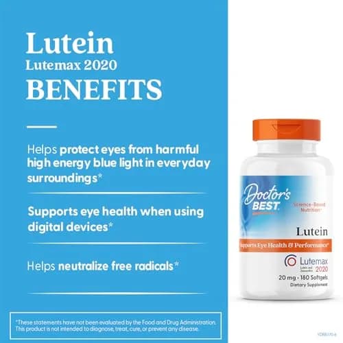 Doctor's Best Lutein Supplement 20mg with Zeaxanthin 180 Softgels | Eye Health Support with Macular Carotenoids thumbnail 2