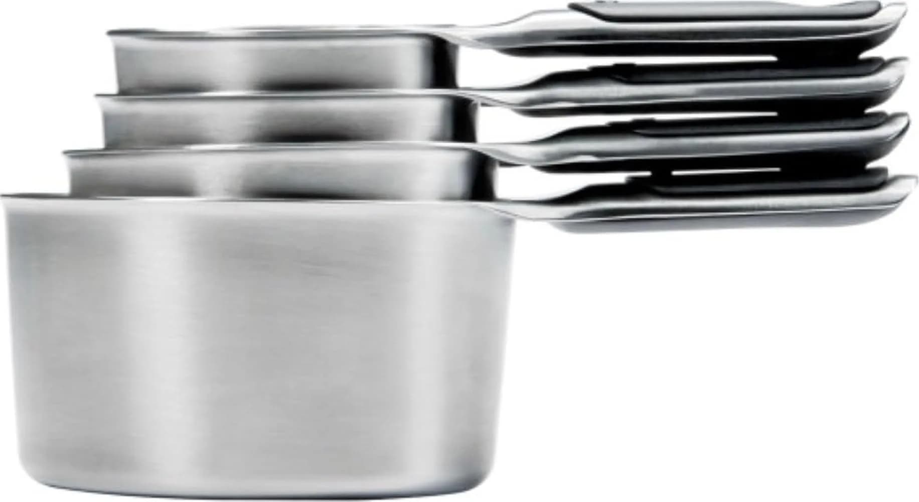 OXO Good Grips 4 Piece Stainless Steel Measuring Cups Set with Magnetic Snaps | 1/4, 1/3, 1/2, 1 Cup Measures — Stainless Steel