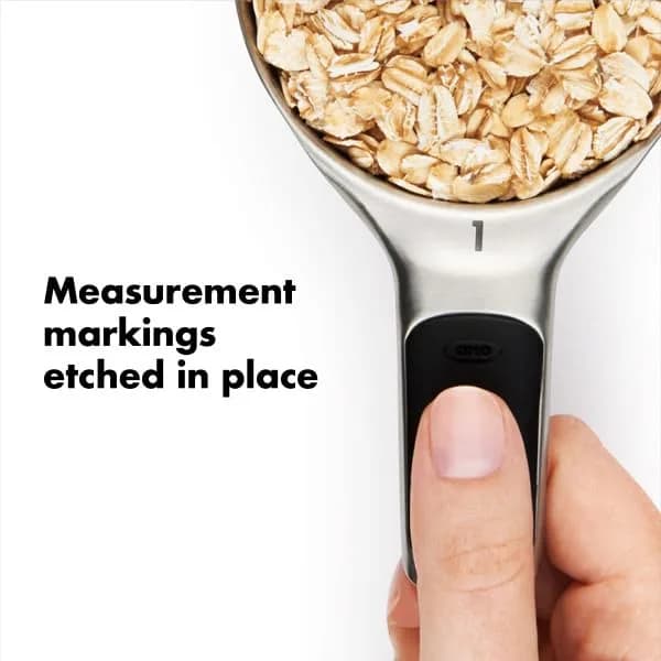OXO Good Grips 4 Piece Stainless Steel Measuring Cups Set with Magnetic Snaps | 1/4, 1/3, 1/2, 1 Cup Measures thumbnail 9