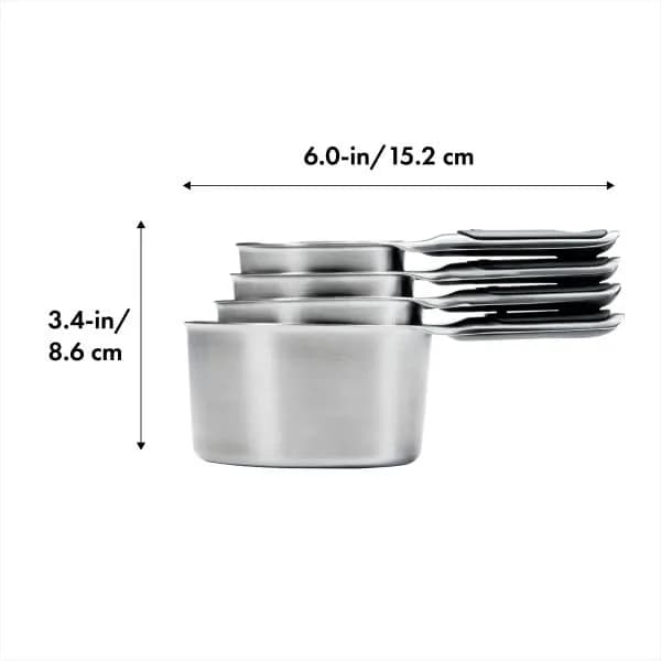 OXO Good Grips 4 Piece Stainless Steel Measuring Cups Set with Magnetic Snaps | 1/4, 1/3, 1/2, 1 Cup Measures thumbnail 12