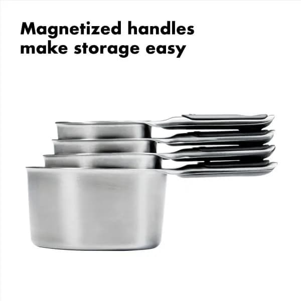 OXO Good Grips 4 Piece Stainless Steel Measuring Cups Set with Magnetic Snaps | 1/4, 1/3, 1/2, 1 Cup Measures thumbnail 4