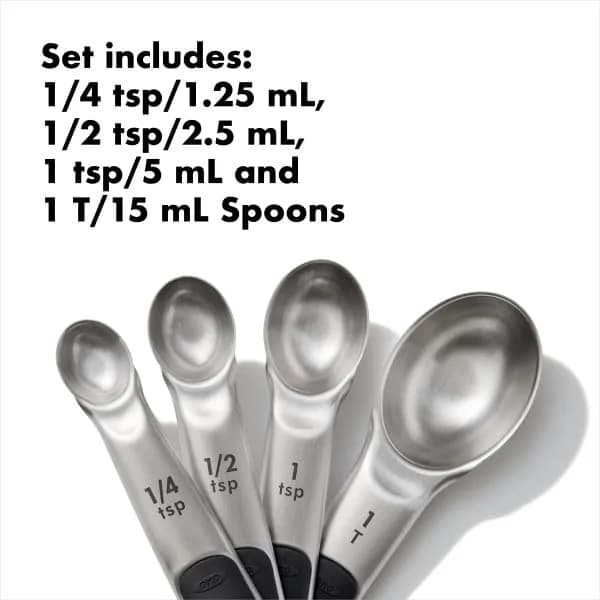 OXO Good Grips 4 Piece Stainless Steel Measuring Spoons Set 15ml (1 T) | Magnetic Handles for Easy Storage & Precision thumbnail 3