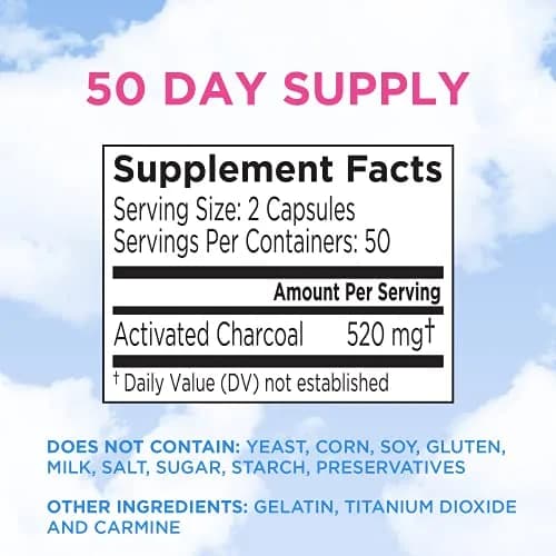 Charcocaps Fast Acting Gas Relief Activated Charcoal Capsules 100 Count (50 Servings) | Drug-Free Bloating & Flatulence Relief thumbnail 6