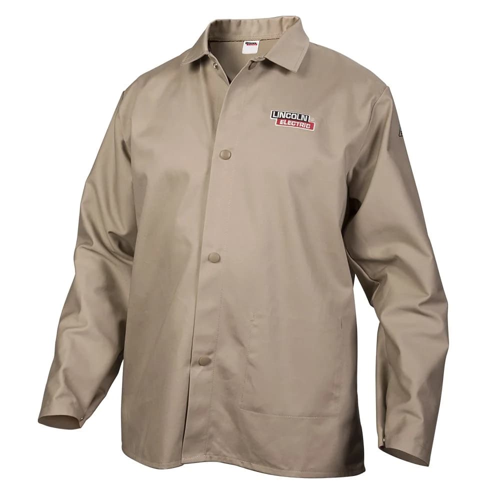 Lincoln Electric KH840XL Khaki Flame-Resistant Welding Jacket | Breathable Cotton, Flame-Resistant, Large Size — Khaki