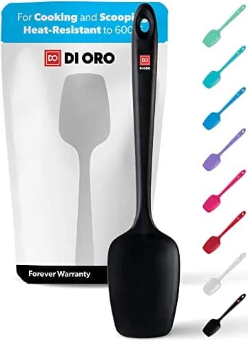 di Oro Silicone Spoonula - Spoon Spatula, 600°F Heat Resistant, Black | Versatile Kitchen Utensil for Baking & Cooking thumbnail 1