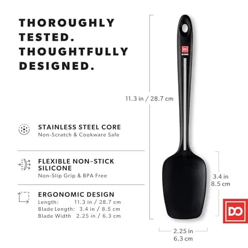 di Oro Silicone Spoonula - Spoon Spatula, 600°F Heat Resistant, Black | Versatile Kitchen Utensil for Baking & Cooking thumbnail 4