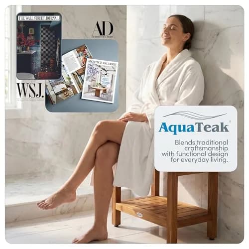 AquaTeak Spa 24" Teak Shower Bench | Durable Water-Resistant Bathroom Seating thumbnail 7