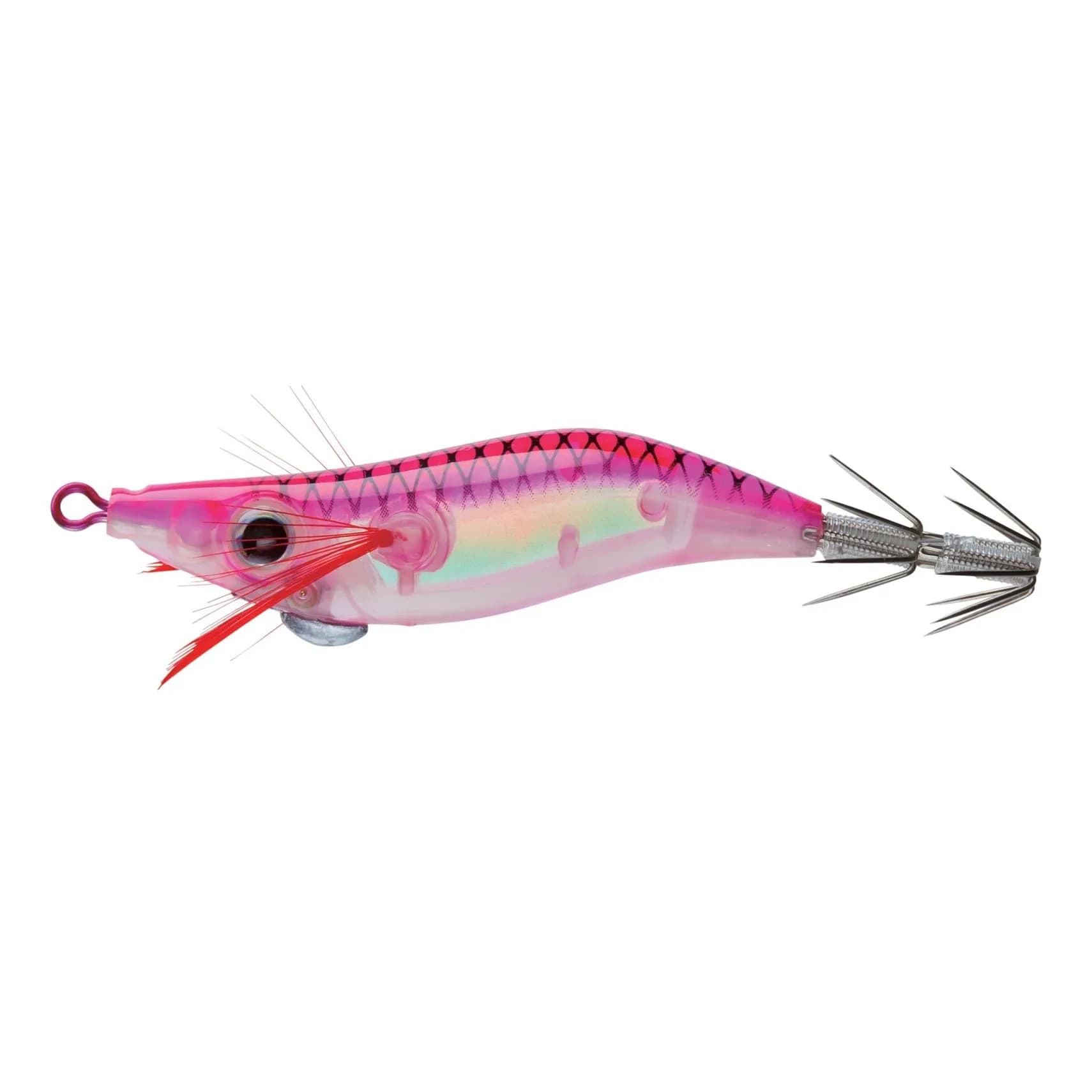 Yo-Zuri Squid Mini Aurora Floating Jig, Luminous Pink, 5.1cm (1/8oz) | Glow-in-the-Dark Squid Imitation