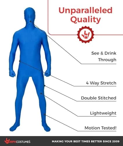 Morphsuits Spandex Bodysuit Zentai Blue Adults Halloween Costume - Medium | Full Body Stretch Fit thumbnail 2