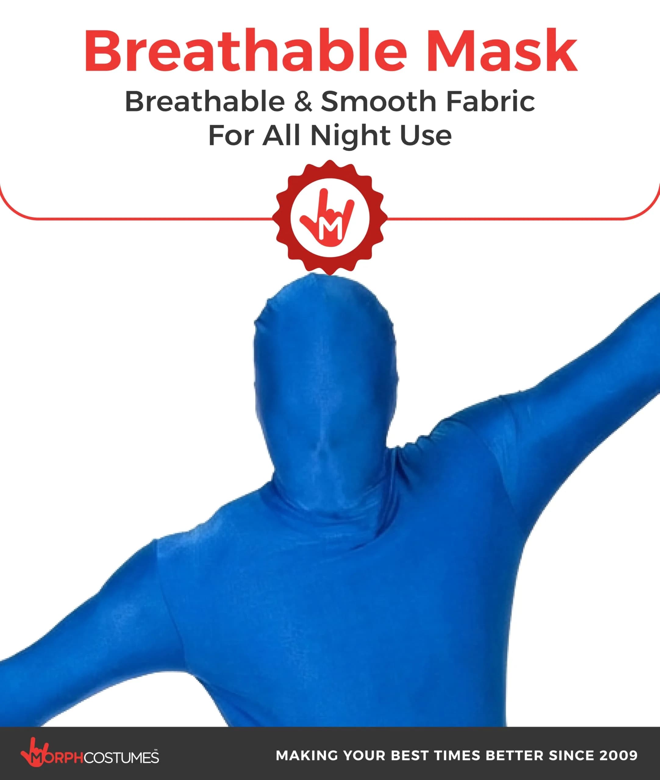 Morphsuits Spandex Bodysuit Zentai Blue Adults Halloween Costume - Medium | Full Body Stretch Fit - view 3