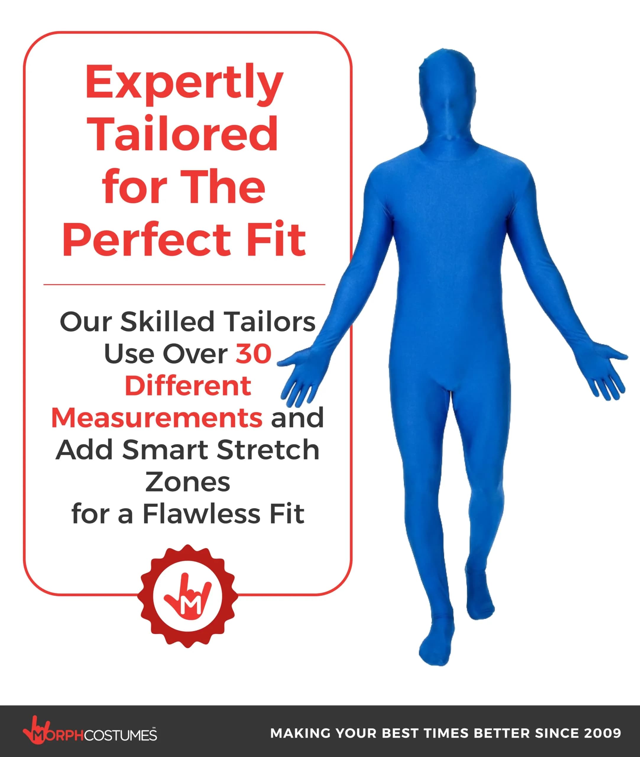 Morphsuits Spandex Bodysuit Zentai Blue Adults Halloween Costume - Large (STSBLL) | Full Body Stretch Fit - view 4