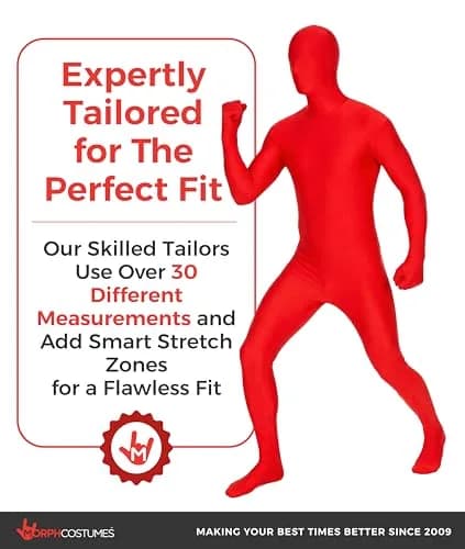 Morphsuits Red Spandex Bodysuit Zentai Costume Medium | Full Body Stretch for Halloween & Parties thumbnail 4