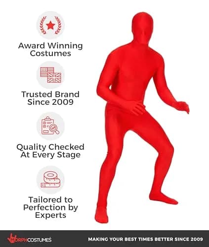 Morphsuits Red Spandex Bodysuit Zentai Costume Medium | Full Body Stretch for Halloween & Parties thumbnail 5