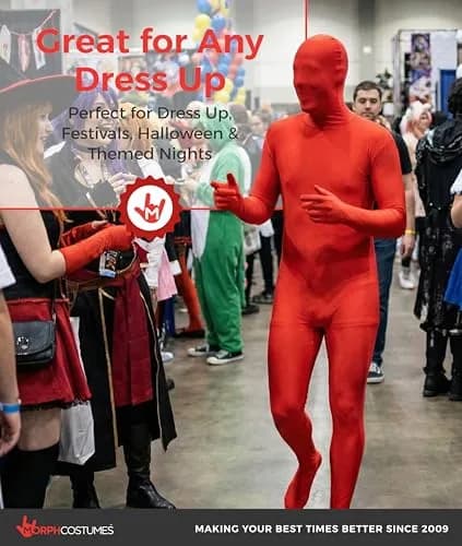 Morphsuits Red Spandex Bodysuit Zentai Costume Medium | Full Body Stretch for Halloween & Parties thumbnail 6