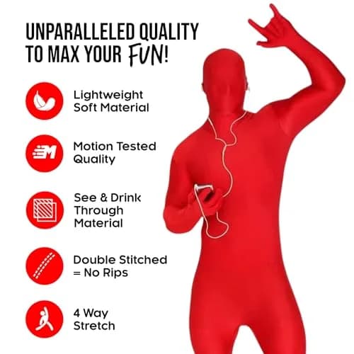 Morphsuits Red Spandex Bodysuit Zentai Costume Medium | Full Body Stretch for Halloween & Parties thumbnail 7