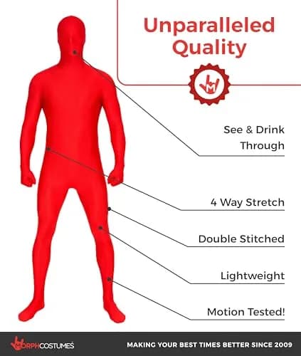 Morphsuits Red Spandex Bodysuit Zentai Costume Medium | Full Body Stretch for Halloween & Parties thumbnail 2