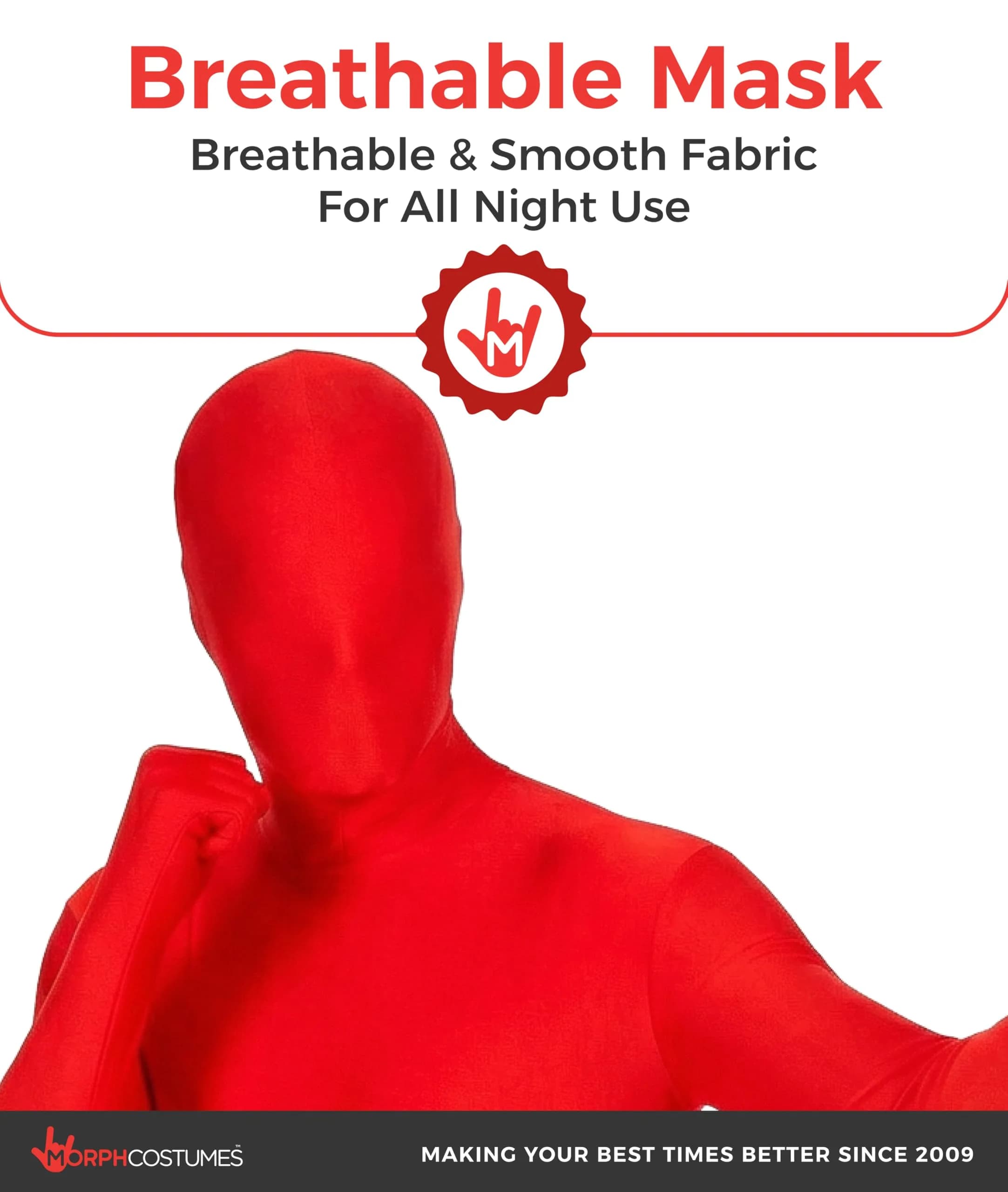 Morphsuits Red Spandex Bodysuit Zentai Costume Medium | Full Body Stretch for Halloween & Parties - view 3