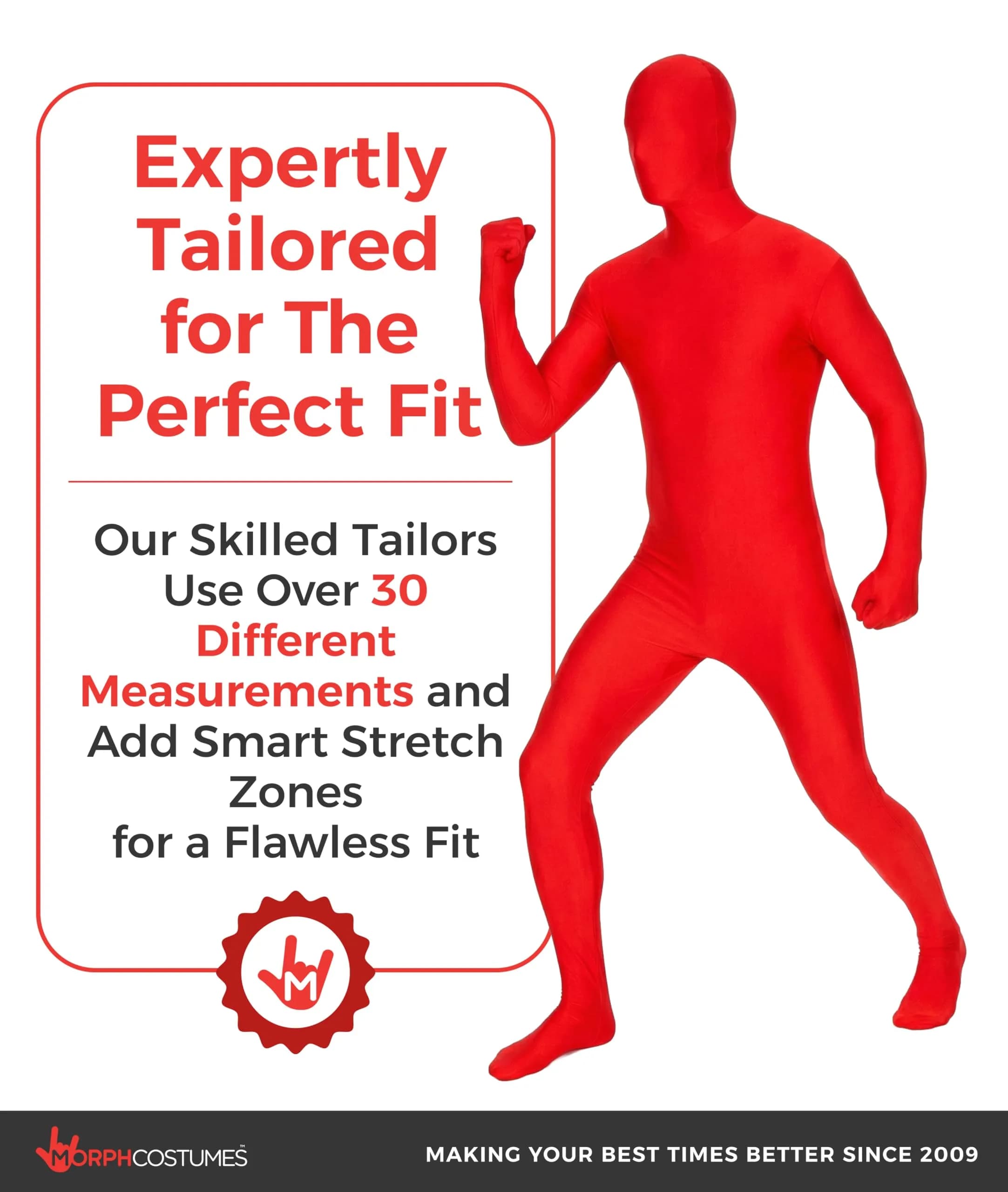 Morphsuits Red Spandex Bodysuit Zentai Costume Medium | Full Body Stretch for Halloween & Parties - view 4