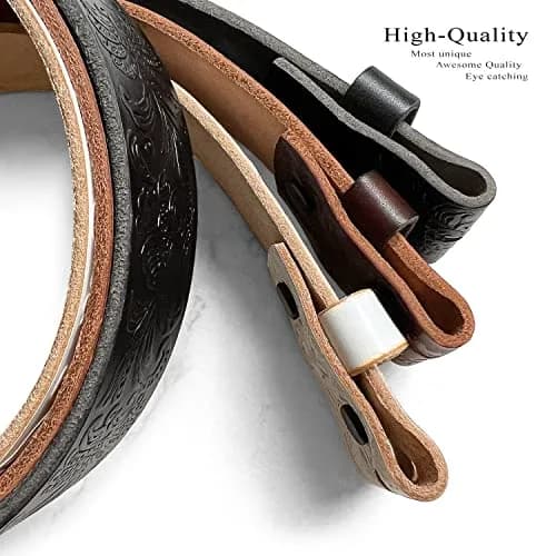 Belts.com Western Tooled Floral Embossed Full Grain Leather Belt 1.5"(38mm) Wide Black 30 | Western Style with Interchangeable Snap Buckle thumbnail 4