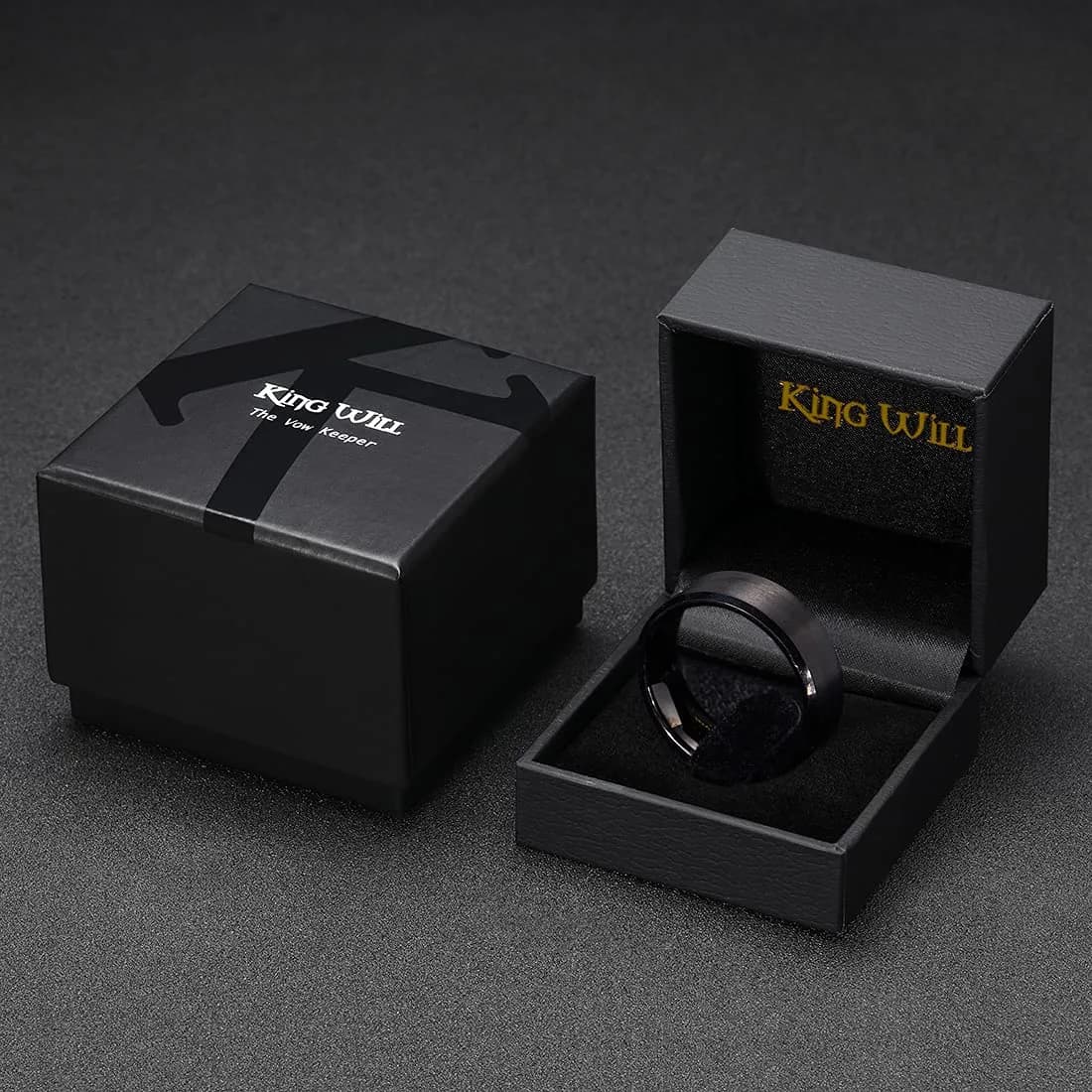 King Will Black Tungsten Wedding Band 10mm Size 11 | Durable Matte Finish for Men - view 6