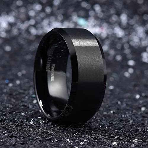 King Will Black Tungsten Wedding Band 10mm Size 11 | Durable Matte Finish for Men thumbnail 3