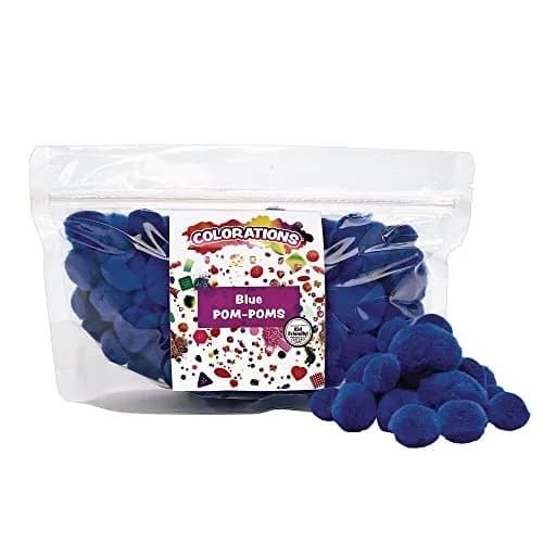 Colorations Blue Super Fluffy Acrylic Pom Poms | Soft & Fluffy Craft Supplies (Pack of 100) thumbnail 2