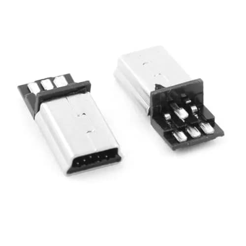 sourcing map Mini USB B Type Male Connector 10 pcs | 5 Pin solder port, metal shield, China-made thumbnail 5