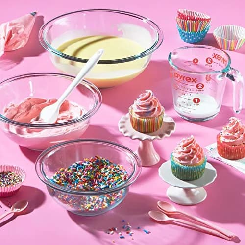 Pyrex Glass Mixing Bowls Set (3-Piece) 1-qt, 1.5-qt, 2.5-qt | Microwave & Dishwasher Safe thumbnail 4