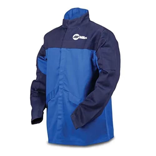 Miller Welding Jacket, XL, Royal Blue/Navy, 100% Cotton Indura | Flame-Resistant Workwear for Heavy-Duty Protection thumbnail 1