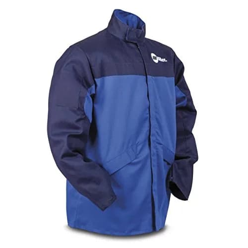 Miller Welding Jacket, XL, Royal Blue/Navy, 100% Cotton Indura | Flame-Resistant Workwear for Heavy-Duty Protection thumbnail 4