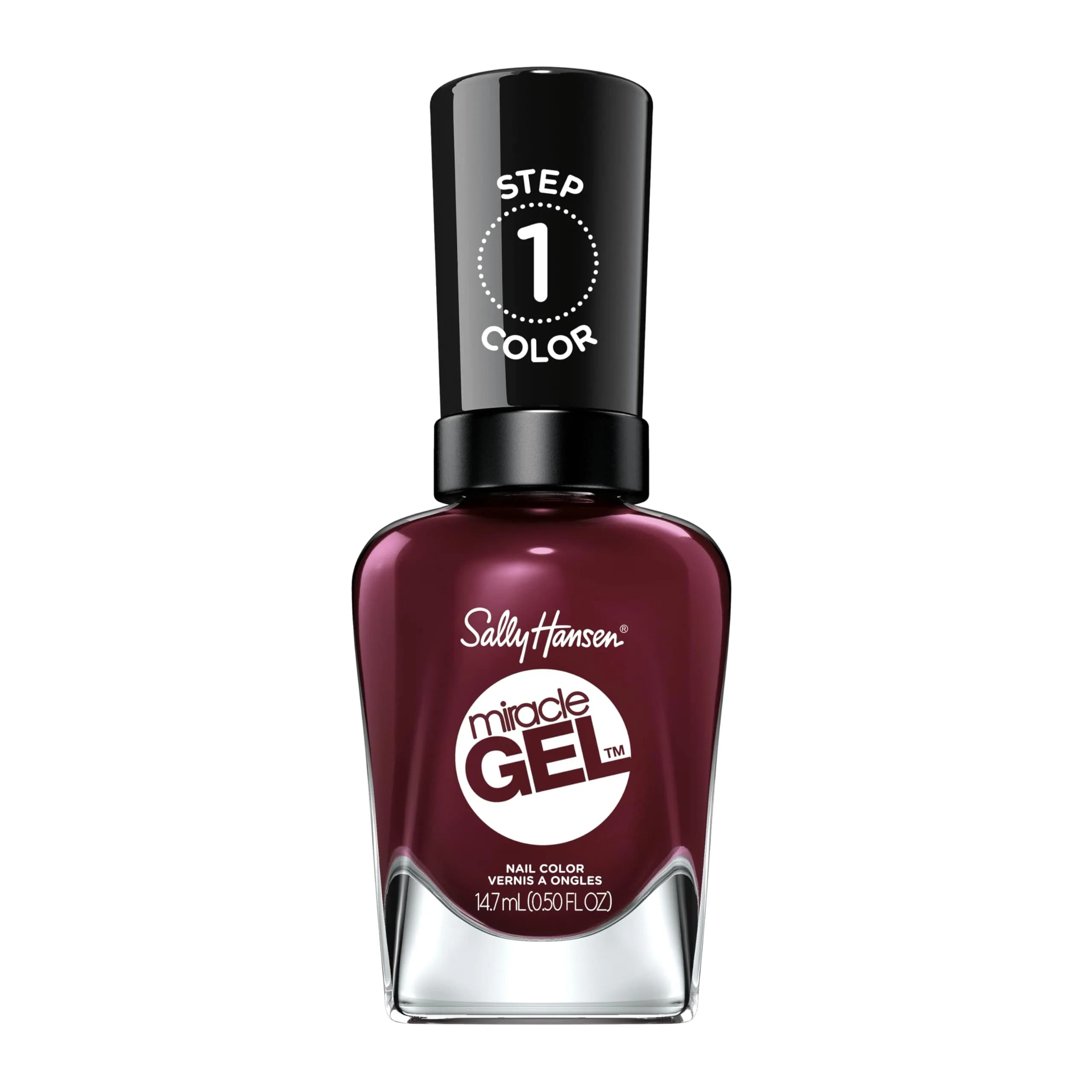 Sally Hansen Miracle Gel Nail Polish 0.5 Fl Oz | Long Lasting, No UV Needed, Vegan, Glossy, Wine Stock — 479 Wine Stock