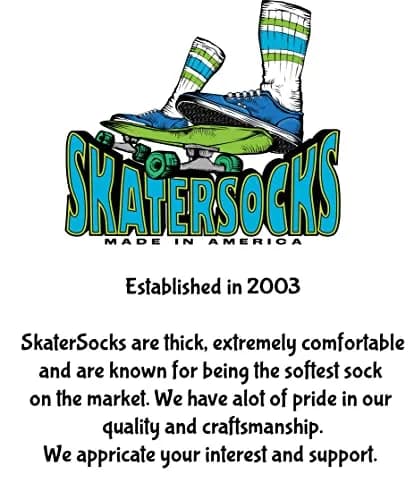 SKATERSOCKS 22" Knee high White tube socks with Black stripes style 3 | Unisex, 22-inch, Cotton blend, Made in USA thumbnail 4