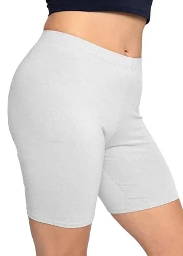STRETCH IS COMFORT Women's Cotton Biker Shorts Heather Gray Small | Soft Cotton & Spandex for Daily Comfort thumbnail 1