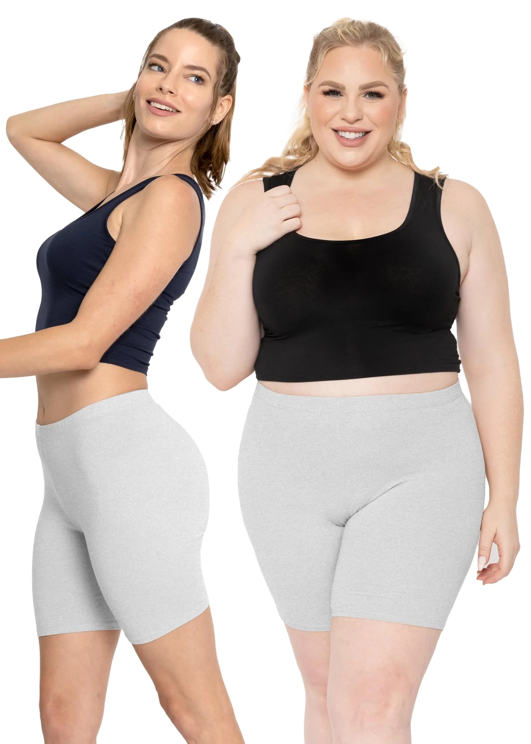 STRETCH IS COMFORT Women's Cotton Biker Shorts Heather Gray Small | Soft Cotton & Spandex for Daily Comfort thumbnail 2