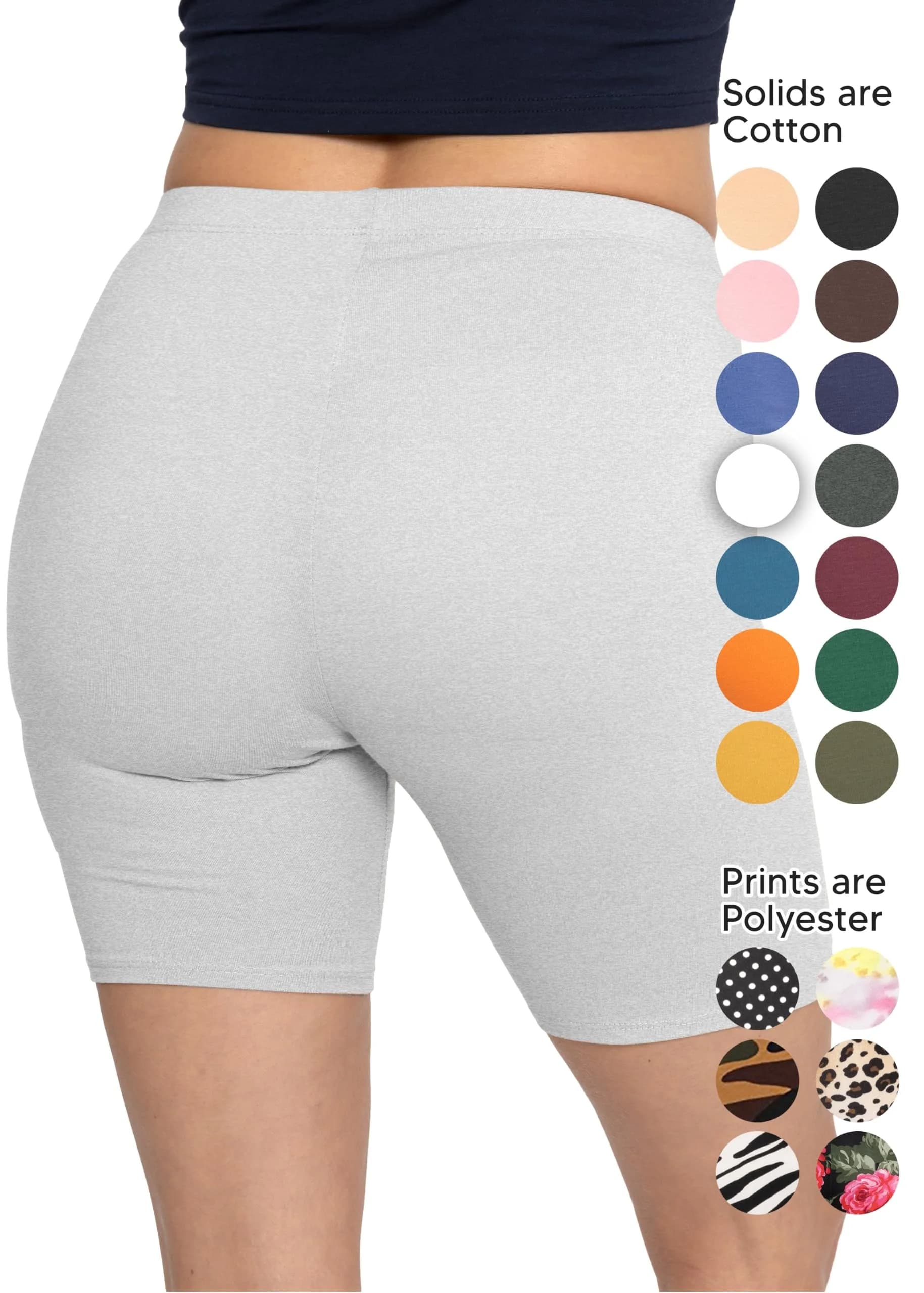 STRETCH IS COMFORT Women's Cotton Biker Shorts Heather Gray Small | Soft Cotton & Spandex for Daily Comfort thumbnail 3